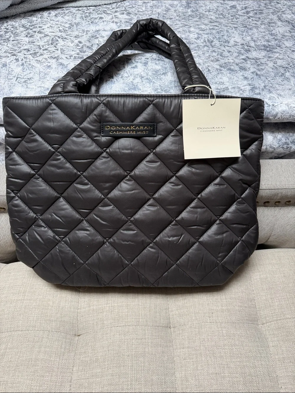 Donna Karan Cashmere Mist Quilted Tote in Black